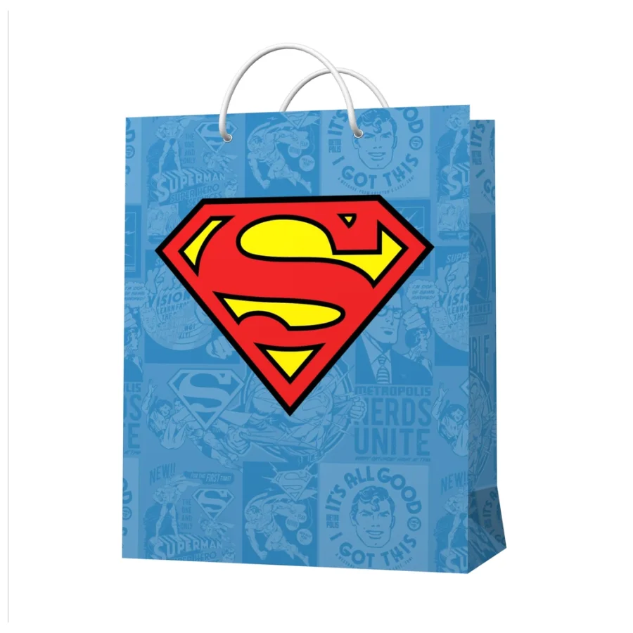 Superman. Пакет подарочный малый (голубой с лого), 180*223*100 мм