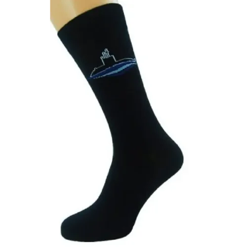 Men's socks 11-012 / 1 Cotton black with a drawing «Submarine«