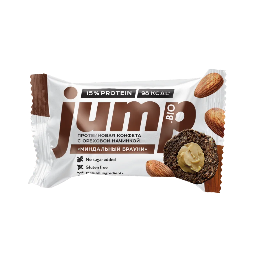 JUMP Конфеты протеиновые с ореховой начинкой «Миндальный брауни»