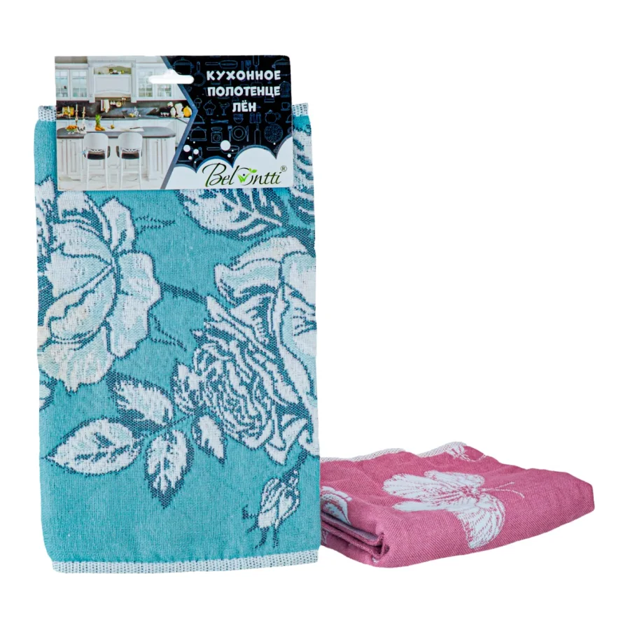 Towel 2755 d/kitchen quilted linen "FLOWERS" 25*50 1pc/70pcs.