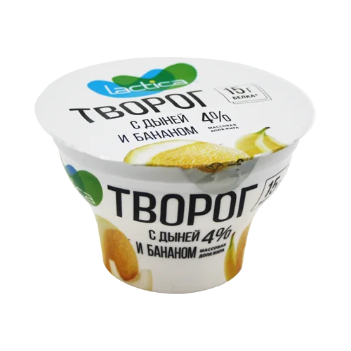 Cottage cheese with melon and banana 4% 150g.