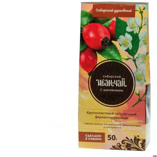 Сибирский Иван-чай с «Шиповником и цветами Таволги», картон-домик, 50 гр