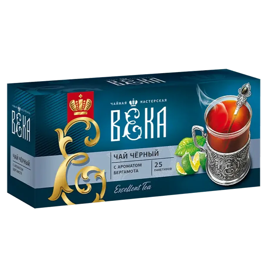 Чай черный с ароматом бергамота, Чайная мастерская ВЕКА, пакетированный (25 шт.)