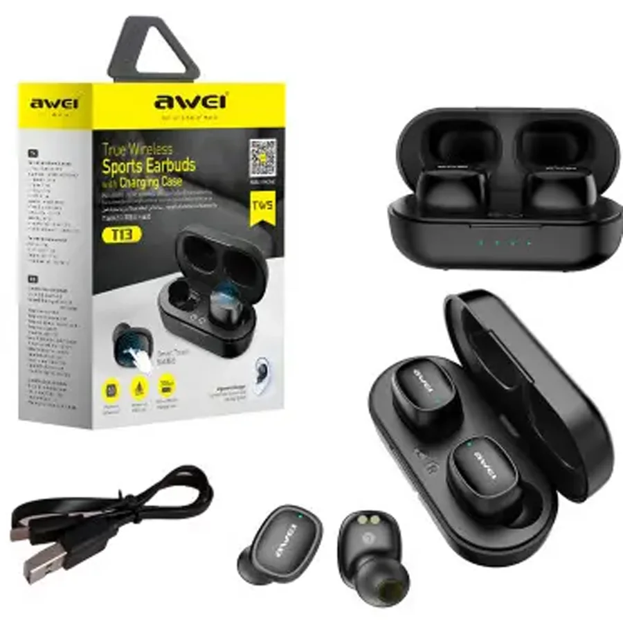 Наушники беспроводные Awei T13 Sports Earbuds (black)