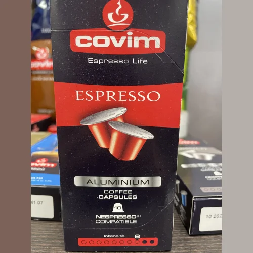 Coffee capsules COVIM NESPRESSO ALU ESPRESSO, 50% Arabica, 50% Robusta, pack of 10 capsules