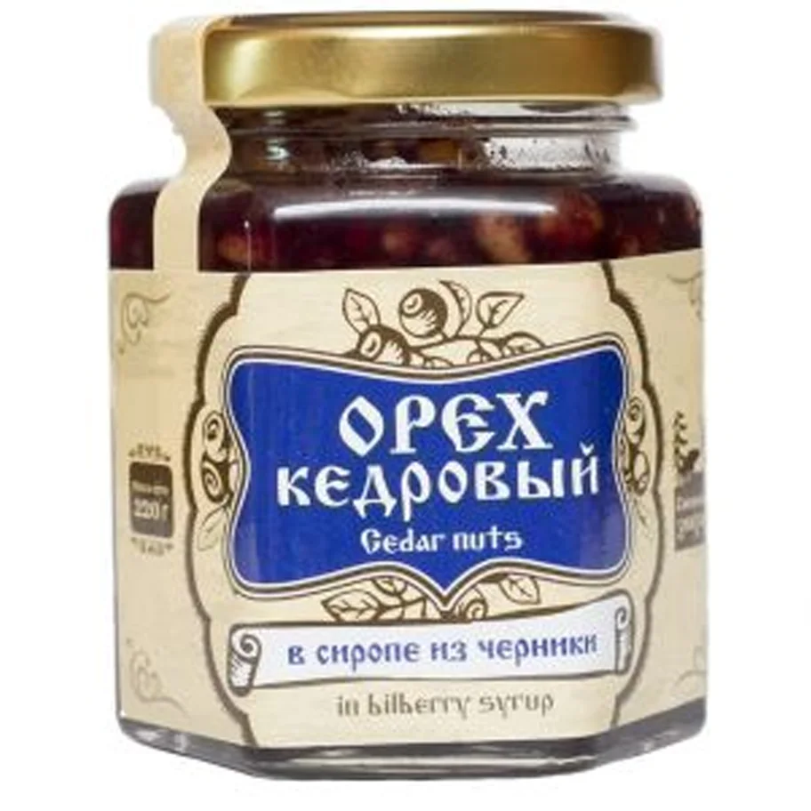 Ядро кедрового ореха в сиропе из растения/ягоды в ассортименте 220г/ Сибирский Знахарь