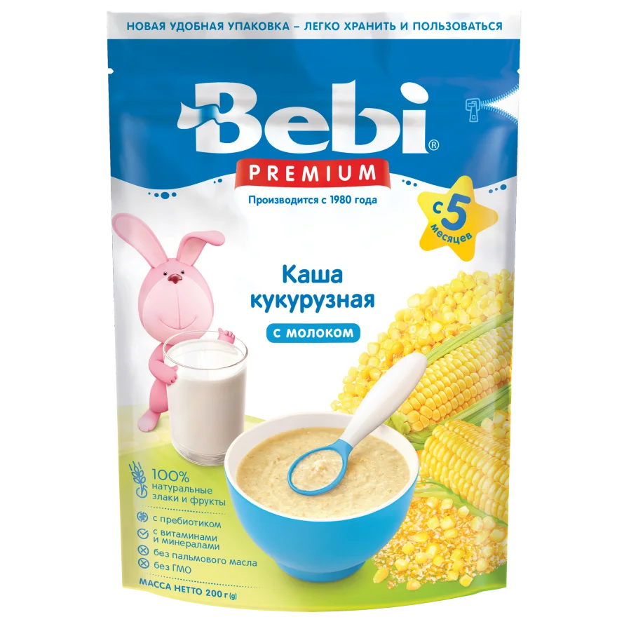 Каша для детей Bebi Premium Молочная  Кукурузная с 5 мес. 200 гр (9 шт.)