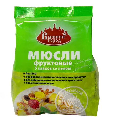 Muesli "Vyshiy City" Fruit 5-cereals with flax, 350 gr (CV. Film)