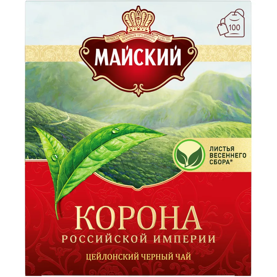Чай майский "Корона Российской Империи" черный крупнолистовой 100 пакетиков