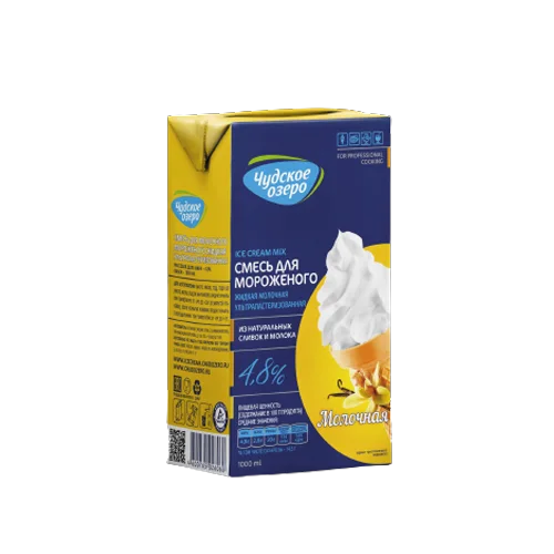 Смесь для мягкого мороженого ультрапастеризованная  4,8% ваниль 1л ТБА Чудское Озеро