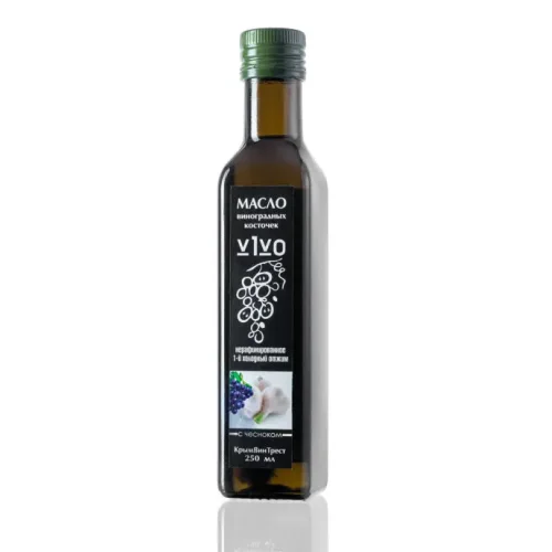V1V0 / grape oil unrefined with garlic glass 250 ml (in UP.30 pcs.)