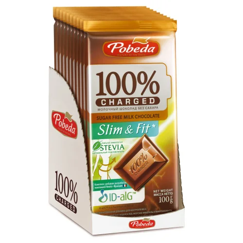 Шоколад молочный Победа вкуса Чаржед "Слим энд фит" без добавления сахара, 100 г