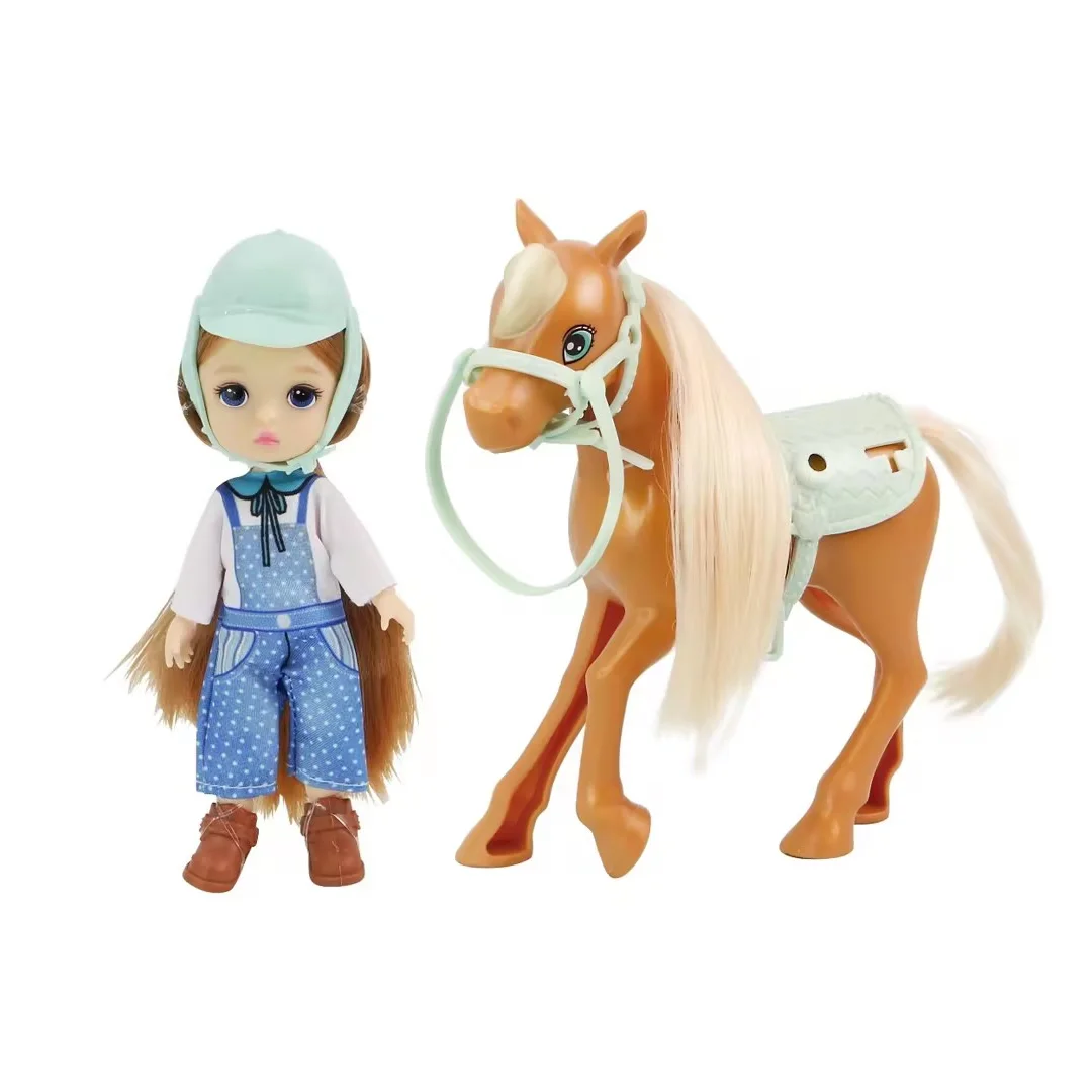 Кукла-девочка 5 дюймов с любимой лошадью    