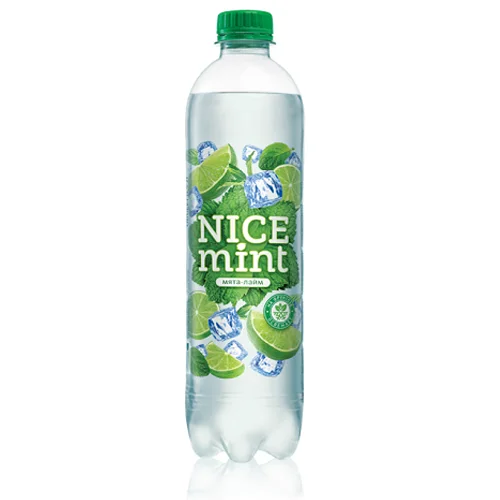 Non-alcoholic drink carbonated on fructose with mint and lime aroma