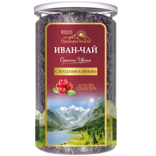 Ivan tea drink-fermented tea with cranberry berries 
