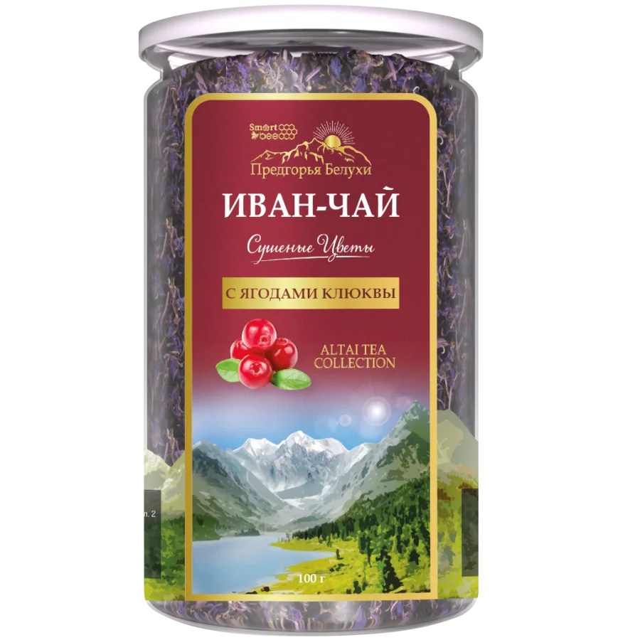 Ivan tea drink-fermented tea with cranberry berries 