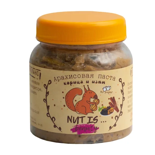 Арахисовая паста NUT IS корица и изюм 280 гр Без сахара