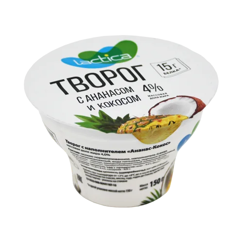 Cottage cheese with pineapple and coconut 4% 150g.