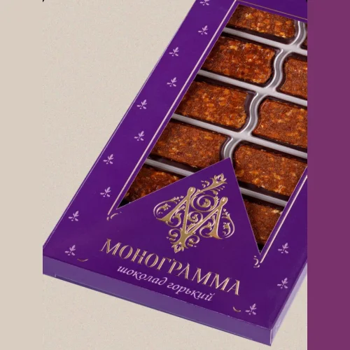Шоколад "Монограмма" горький с крокантом из миндаля 100 гр.