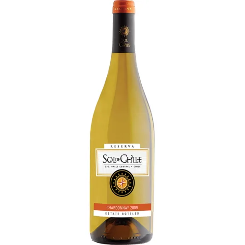 Protected appellation of origin white wine of the Central Valley region "Sol de Chile" Chardonnay Reserve dry aged 2018 13% 0.75