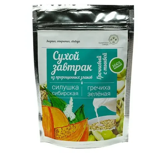 Breakfast dry from sprouted cereals "Siberian Silushka "Buckwheat with Pumpkin", 150 gr.