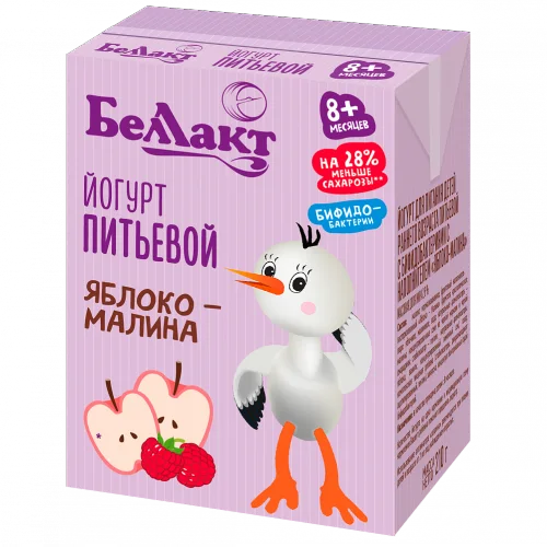 Йогурт детский "Беллакт" питьевой с бифидобактериями «Яблоко-малина» 2,6% TBA  210 г