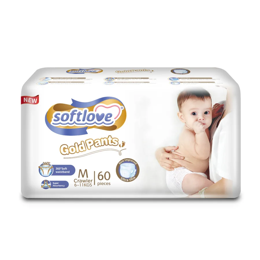 Baby diapers-panties -"Softlove Gold Pants"Size M (6-11kg) 60pcs.