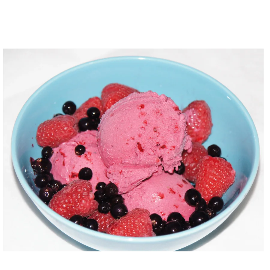 Raspberry ice cream with black currant