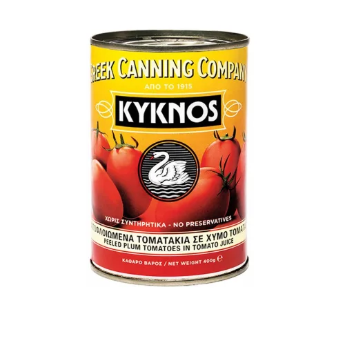 Whole tomatoes peeled in their own juice KYKNOS 400g