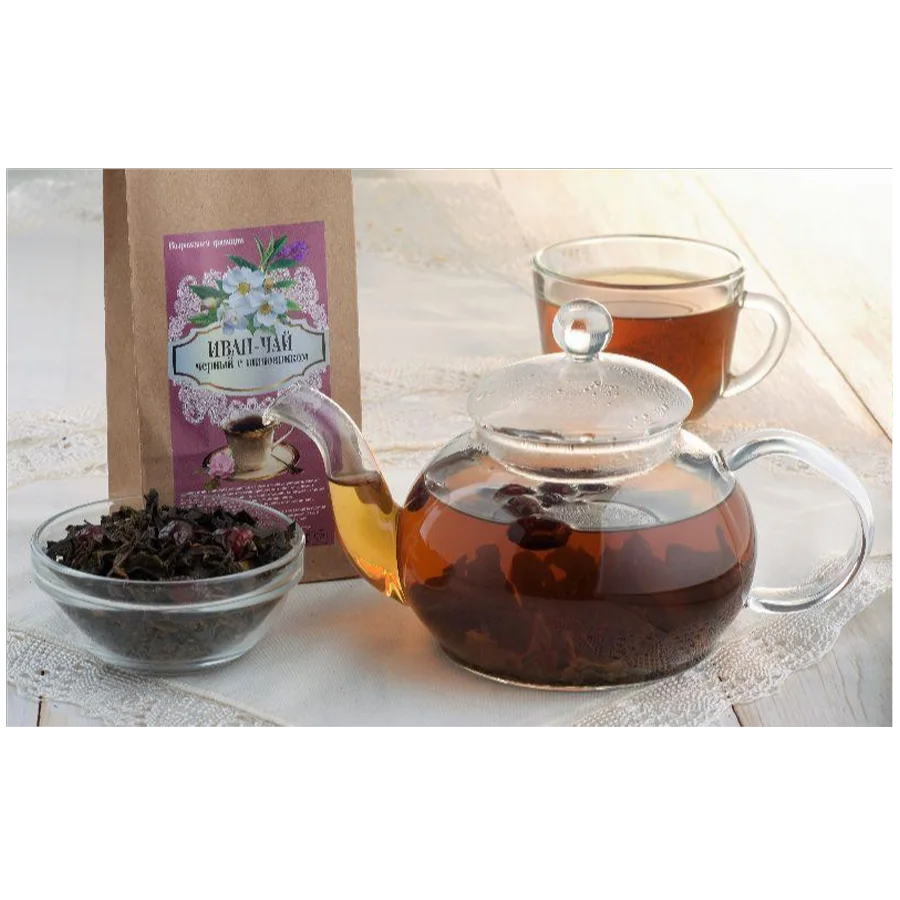 Ivan tea fermented black with rosehip