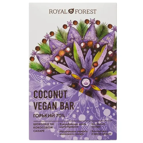 Горький шоколад 70% Vegan Coconut Bar, 50 гр