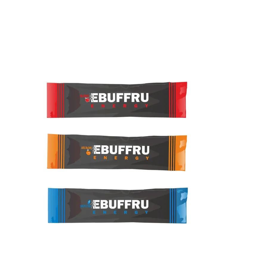 Set of shaker (black) +10 packs x 15 gr. (Mix) «EBUFFRU ENERGY«