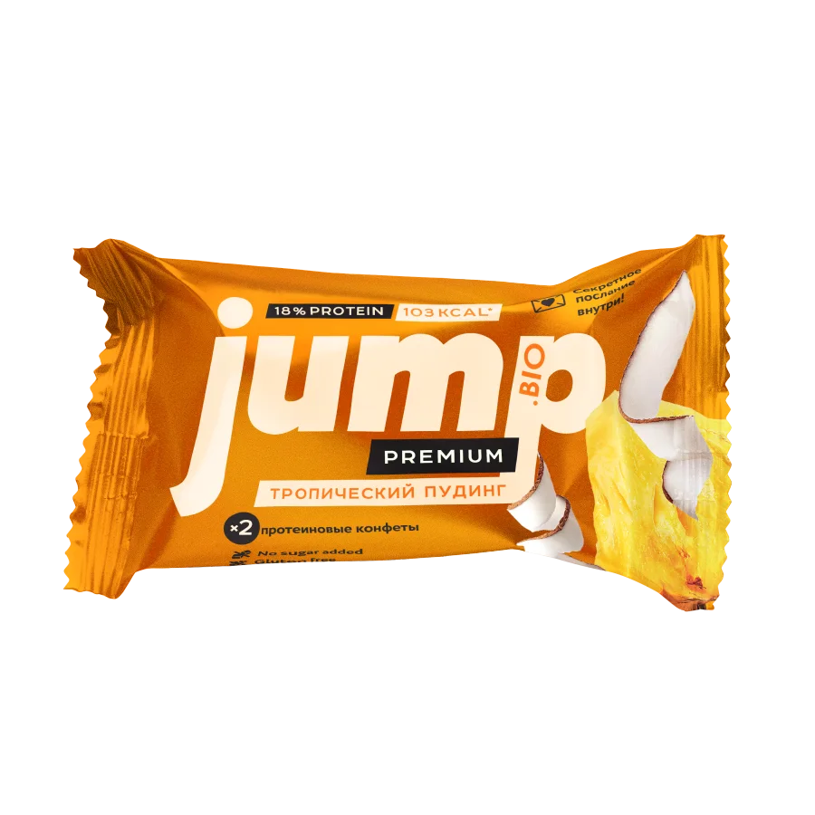 JUMP PREMIUM PROTEIN Protein nut-fruit candies "Tropical pudding"