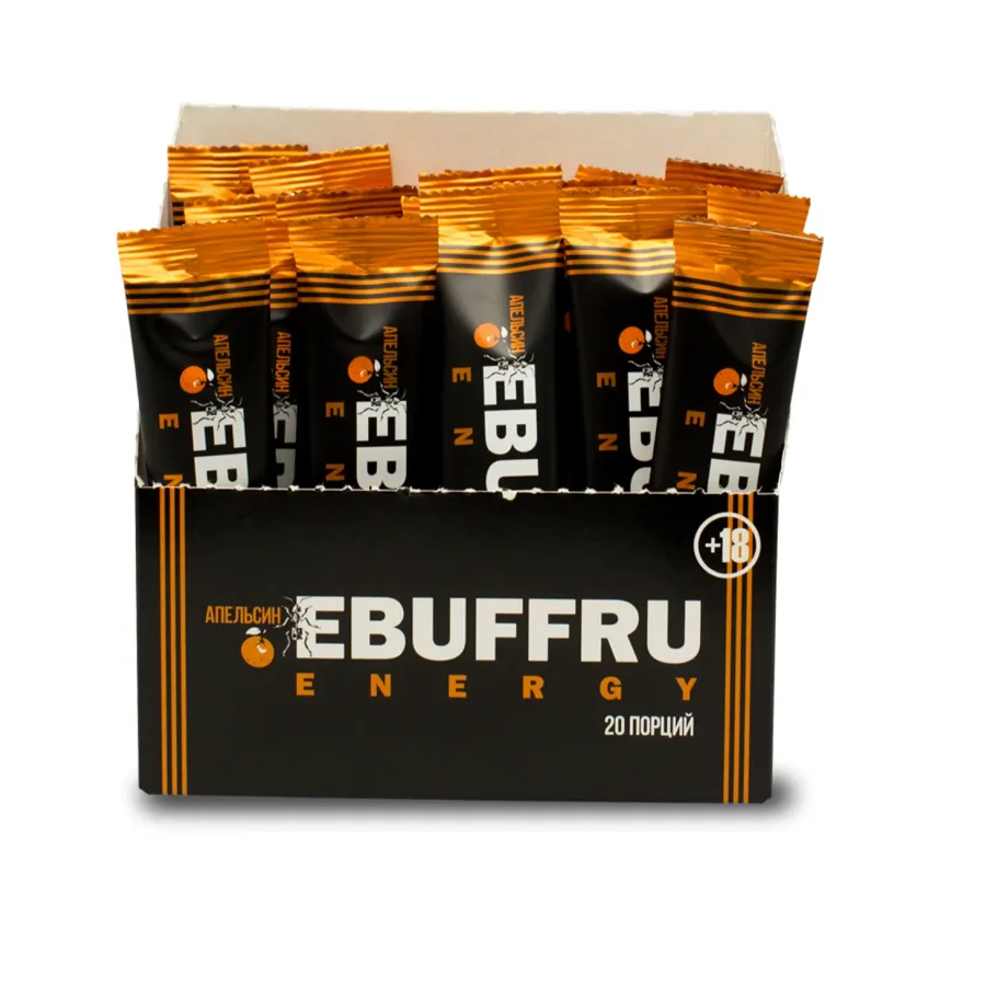 Concentrate of non-alcoholic energy drink «EBUFFRU ENERGY Orange« 20 pcs. x 15 gr.