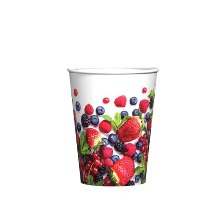Set of Berry paper cups, 6 pcs*205 ml, in t/y film+b/w sticker