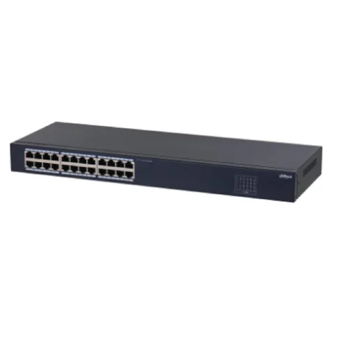 DAHUA DH-SF1024 24-портовый неуправляемый коммутатор, 24xRJ45 100Mb, коммутация 4.8 Гбит/с, MAC-таблица 8К, металл, установка настольная/в стойку