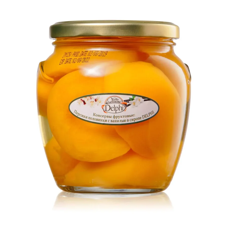 Halved peaches with vanilla in Delphi syrup, 550g
