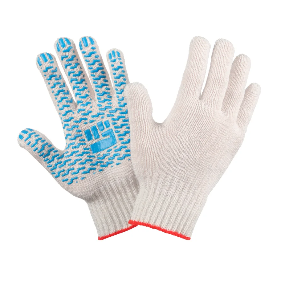 HB medium gloves with PVC 7.5 grade, 4 threads, white, M, 10/300