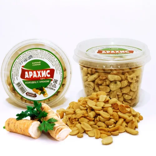 Peanuts fried salty taste jelly with horseradish glass 120 g.