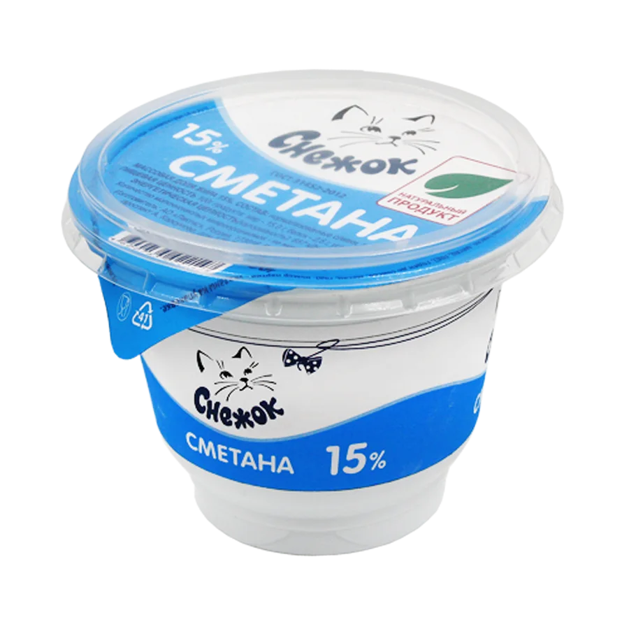 Sour cream 15% 180g pet glass "Snowball"