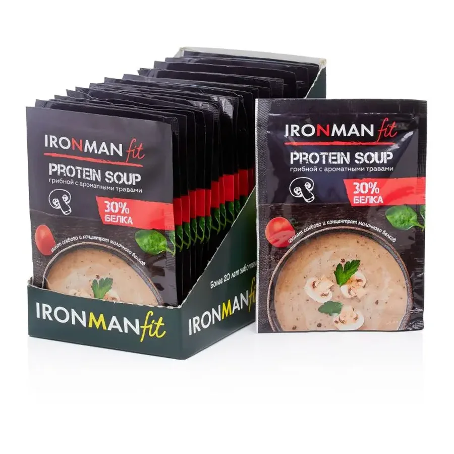 Food concentrate - dry protein soup with the taste of "mushroom with aromatic herbs"