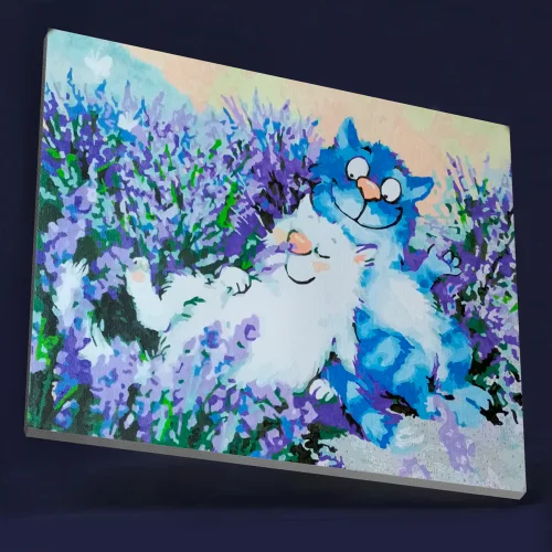 Картина по номерам «Коты в лаванде» ME1133