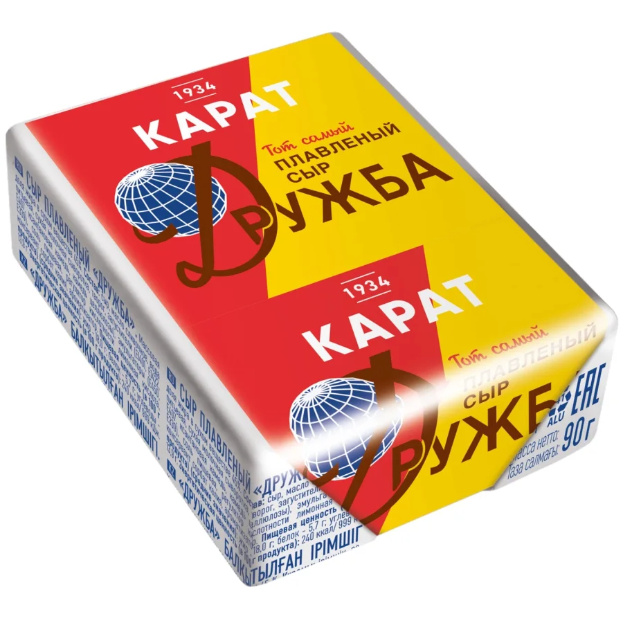 Processed Karat Druzhba cheese 45%, 90g foil