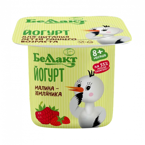 Йогурт детский "Беллакт" с наполнителем «Малина-земляника» 3,0% в стакане 100 г