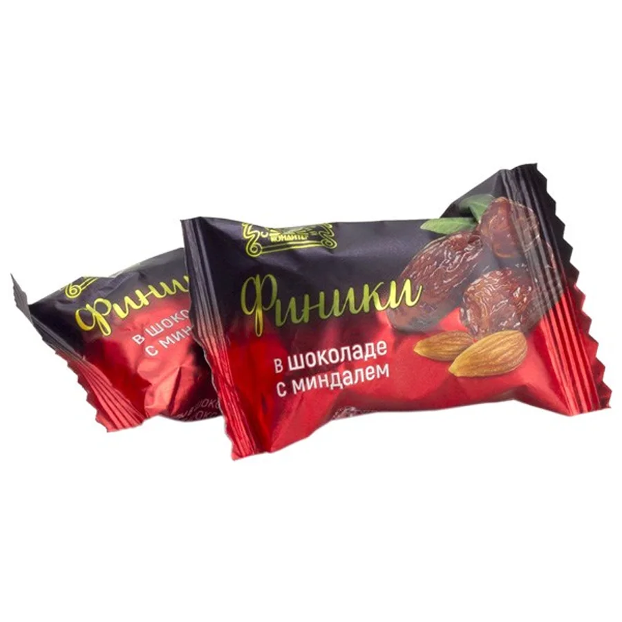 Candy dates in chocolate with almonds