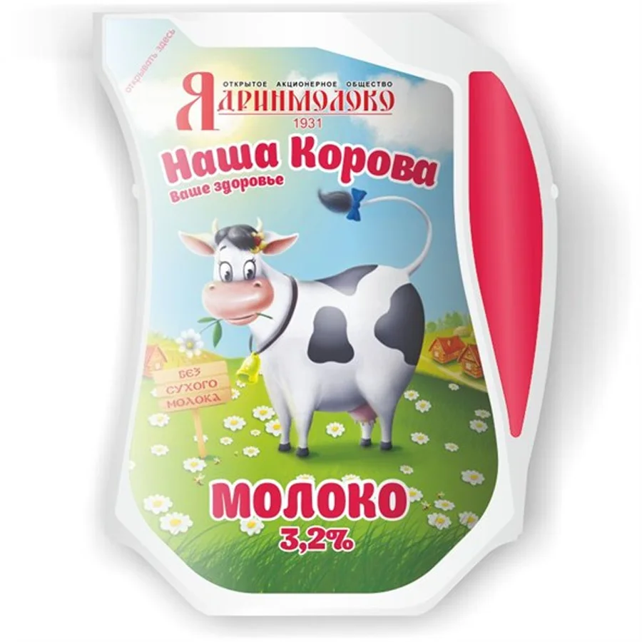 Молоко «Наша Корова» 3,2% в упаковке Эколин