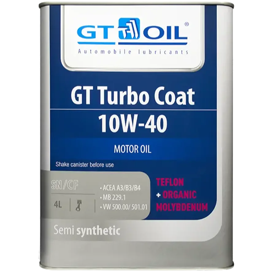Моторное масло GT Turbo Coat, SAE 10W-40, API SM, SN/CF, 4 л