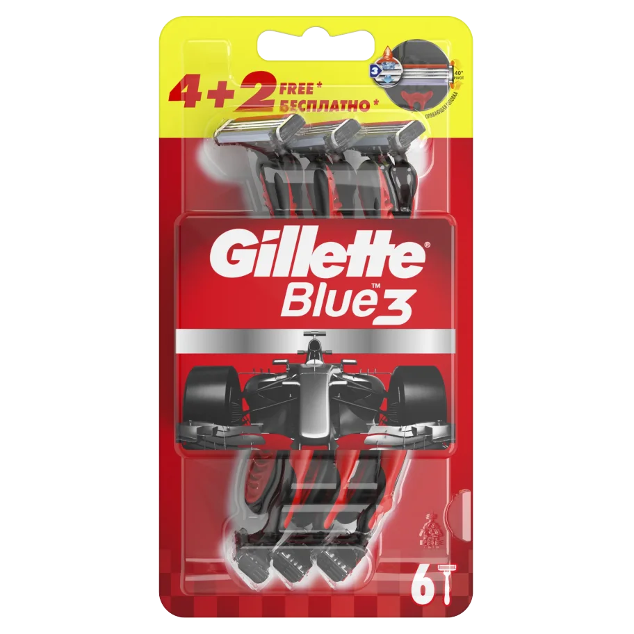 Gillette Blue3 Nitro Мужская Одноразовая Бритва, Упаковка Из 6 шт.