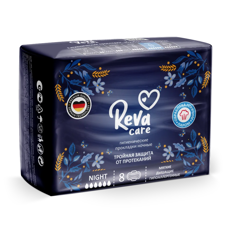 Reva Care Night sanitary pads, 8 pcs
