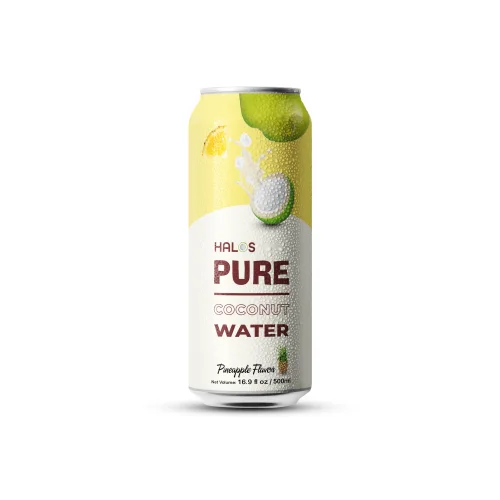 Halos/OEM Coconut Water Drink With Pineapple Flavor in 330ml Can 